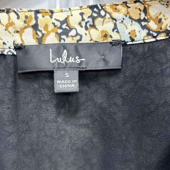 Lulus Season of Blooms Cream Multi Floral Print Size Small Balloon Sleeve - Picture 5 of 14
